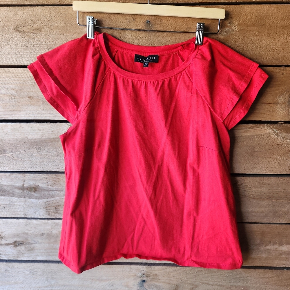 LAST DROP ❤️ Eloquii Vibrant Red Ruffle Sleeve Tee